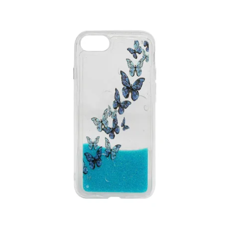 Husa iPhone SE2022 Lemontti Liquid Sand Butterflies Glitter
