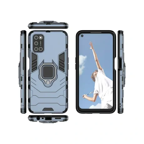 Husa Oppo A72 / A52 Lemontti Ring Armor Kickstand Albastru