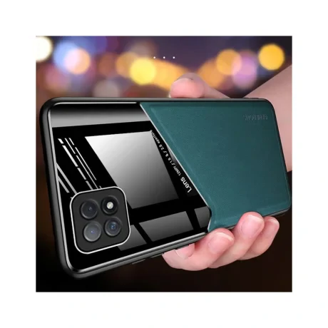 Husa Oppo A72 Lemontti Leather + Organic Glass Green