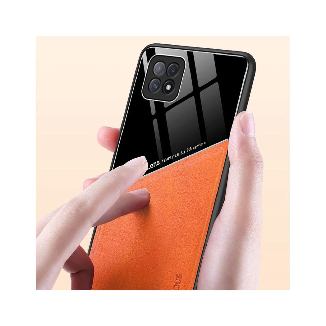 Husa Oppo A72 Lemontti Leather + Organic Glass Yellow thumb