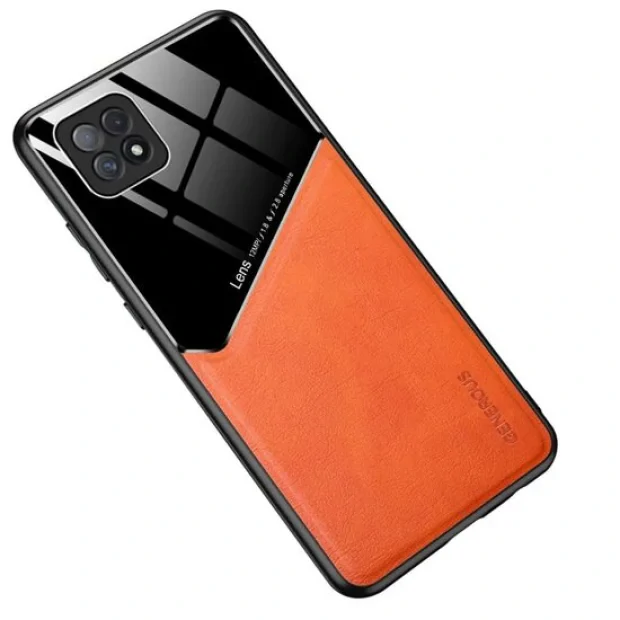 Husa Oppo A72 Lemontti Leather + Organic Glass Yellow