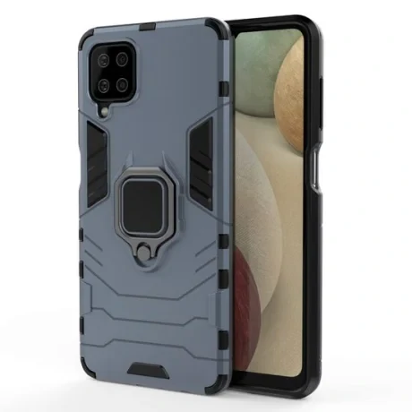 Husa Samsung Galaxy A12 / M12 Lemontti Ring Armor Kickstand Albastru