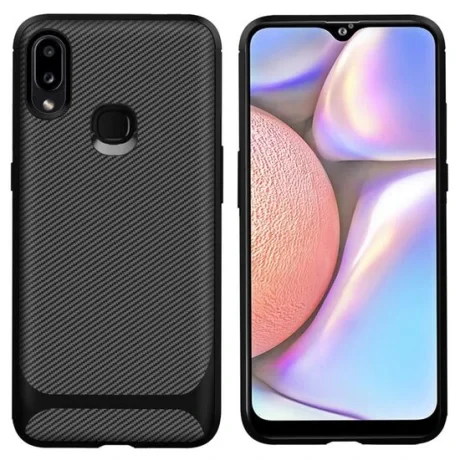 Husa Samsung Galaxy A20 / A30 Lemontti Carbon Fiber Texture Shockproof Black
