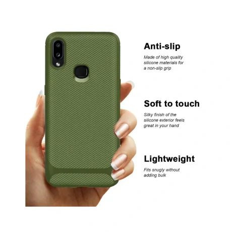 Husa Samsung Galaxy A20 / A30 Lemontti Carbon Fiber Texture Shockproof Green