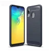 Husa Samsung Galaxy A20e Lemontti Brushed Texture Carbon Fiber Navy Blue