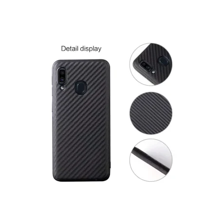 Husa Samsung Galaxy A20e Lemontti Carbon Fiber Texture Shockproof Black