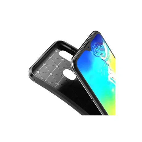 Husa Samsung Galaxy A20e Lemontti Carbon Fiber Texture Shockproof Blue