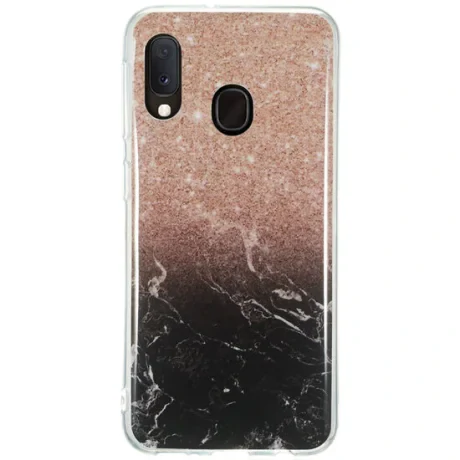 Husa Samsung Galaxy A20e Lemontti Coloured Drawing Pattern Rose Gold Black Marble