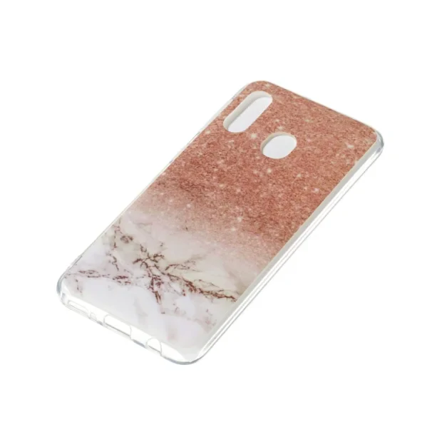 Husa Samsung Galaxy A20e Lemontti Coloured Drawing Pattern Rose Gold White Marble