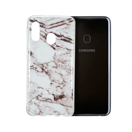 Husa Samsung Galaxy A20e Lemontti Coloured Drawing Pattern White Marble
