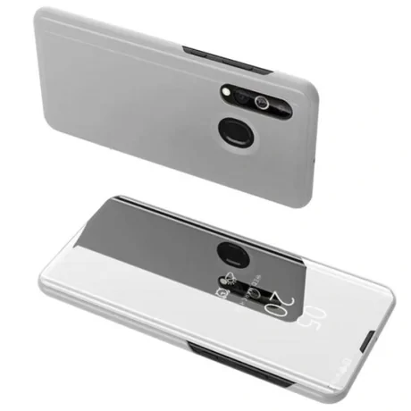 Husa Samsung Galaxy A20e Lemontti Flip Leather Case Electroplating Mirror Silver