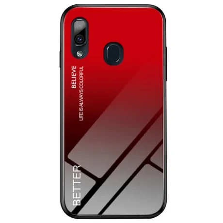 Husa Samsung Galaxy A20e Lemontti Glass Case Black Red
