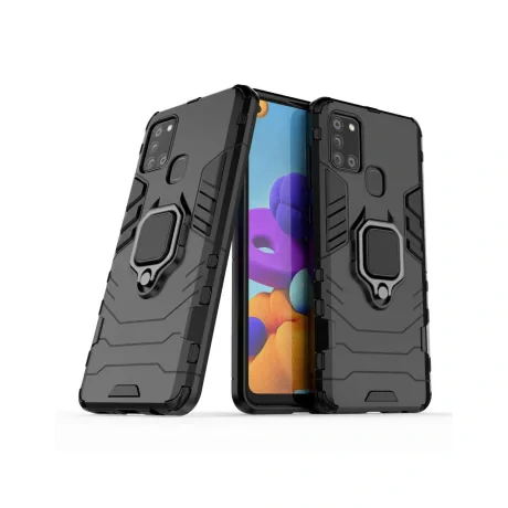 Husa Samsung Galaxy A21s Lemontti Ring Armor Kickstand Negru