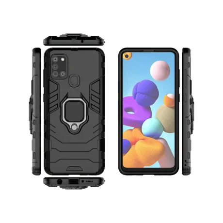 Husa Samsung Galaxy A21s Lemontti Ring Armor Kickstand Negru