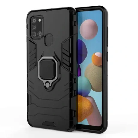 Husa Samsung Galaxy A21s Lemontti Ring Armor Kickstand Negru