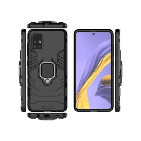 Husa Samsung Galaxy A51 4G Lemontti Ring Armor Kickstand Negru