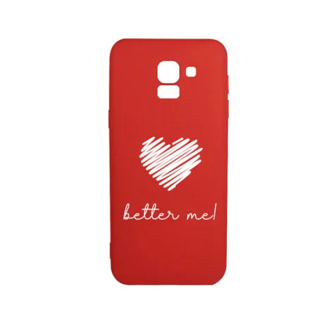 Husa Samsung Galaxy J6 (2018) Lemontti Silicon Red Silky Art Better Me White