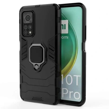 Husa Xiaomi Mi 10T Pro / Mi 10T Lemontti Ring Armor Kickstand Negru