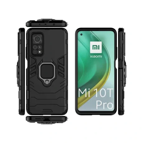 Husa Xiaomi Mi 10T Pro / Mi 10T Lemontti Ring Armor Kickstand Negru