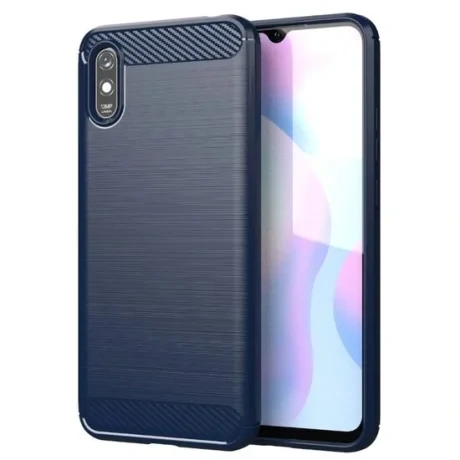 Husa Xiaomi Redmi 9A Lemontti Carbon Case Flexible Albastru