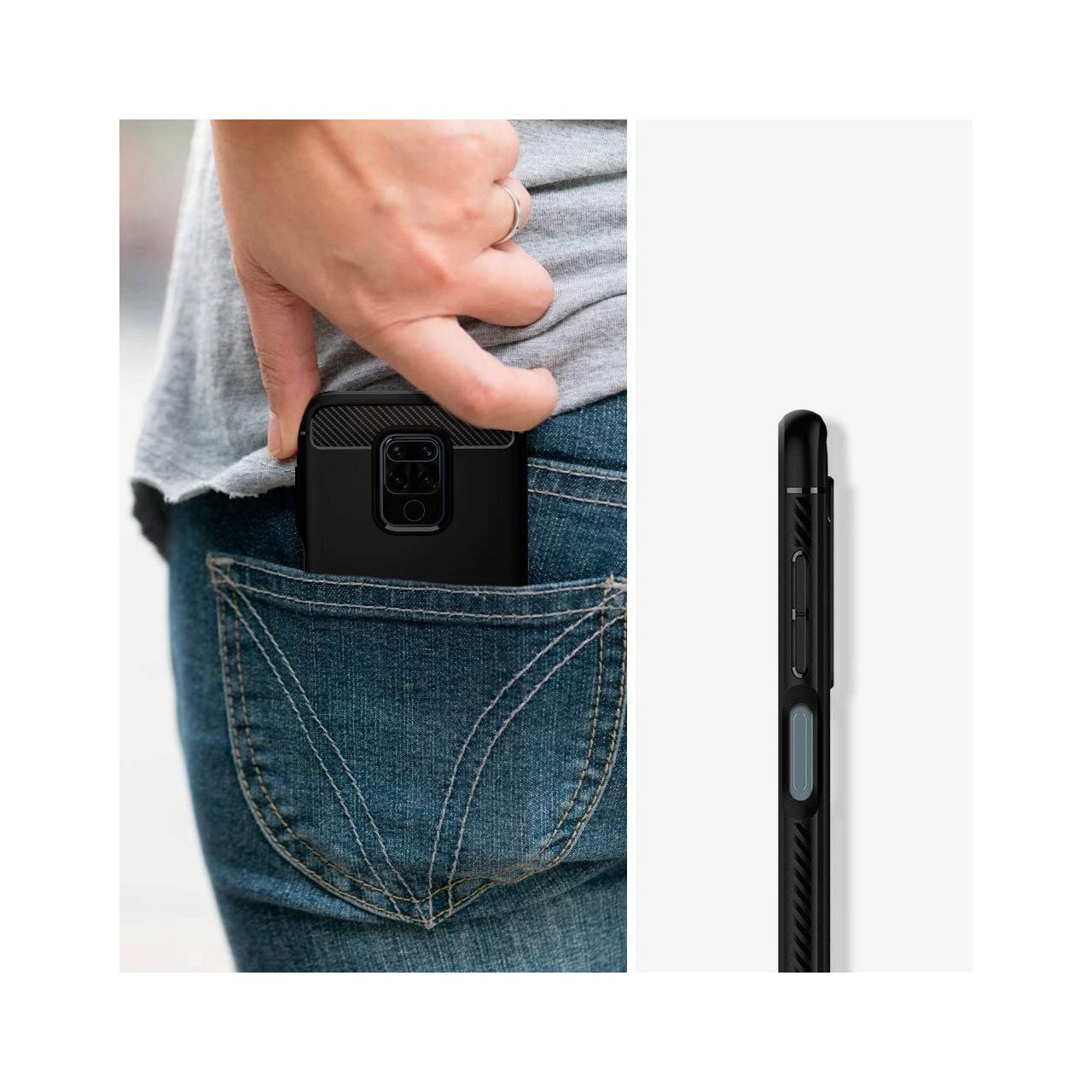 Husa Xiaomi Redmi Note 9 Lemontti Carbon Negru thumb