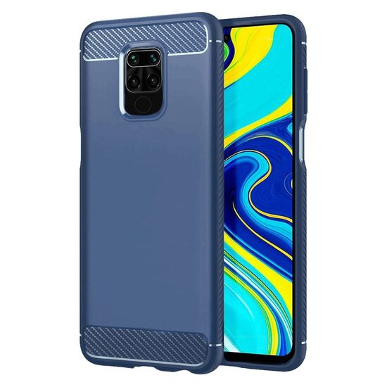 Husa Xiaomi Redmi Note 9 / Redmi 10X 4G Lemontti Carbon Case Flexible Albastru thumb