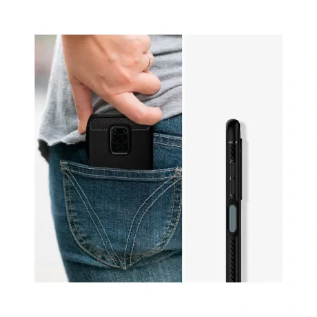 Husa Xiaomi Redmi Note 9 / Redmi 10X 4G Lemontti Carbon Case Flexible Negru