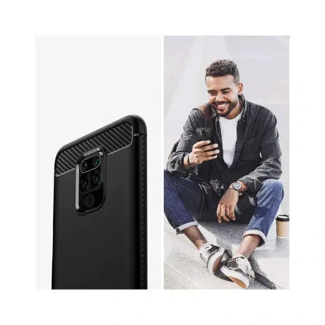 Husa Xiaomi Redmi Note 9 / Redmi 10X 4G Lemontti Carbon Case Flexible Negru