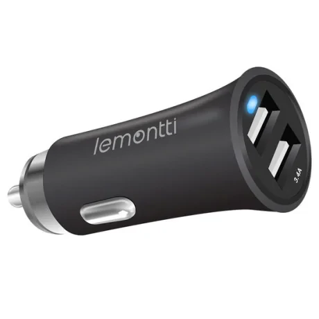 Incarcator Auto Lemontti 3.4A Dual USB Negru