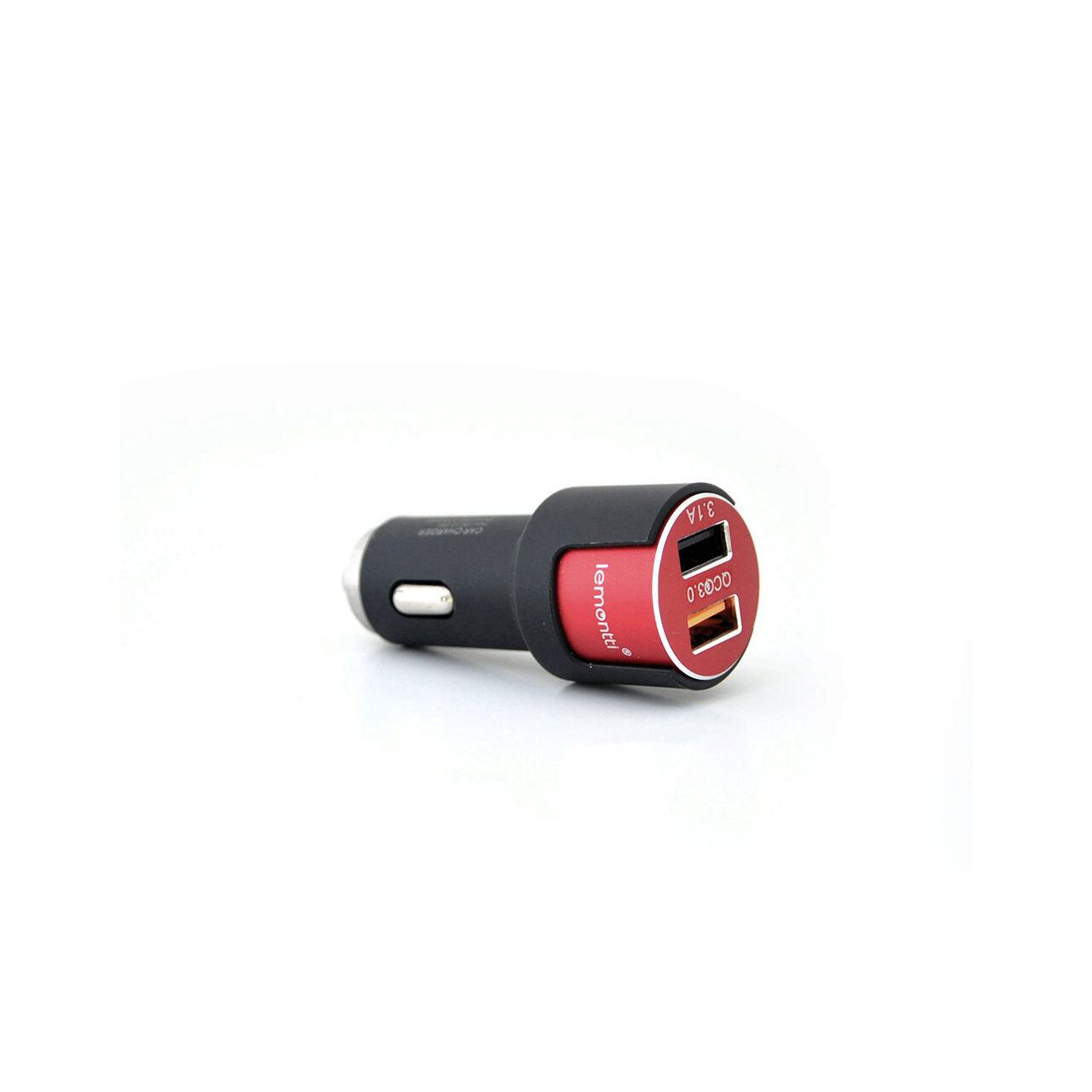 Incarcator Auto MicroUSB Lemontti Qualcomm 3.0 Dual USB Negru-Rosu 3.1A (cablu detasabil) resigilat thumb