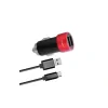 Incarcator Auto Type-C Lemontti 3.1A Dual USB Negru-Rosu (cablu detasabil)