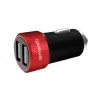 Incarcator Auto Type-C Lemontti 3.1A Dual USB Negru-Rosu (cablu detasabil)