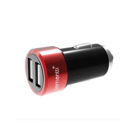 Incarcator Auto Type-C Lemontti 3.1A Dual USB Negru-Rosu (cablu detasabil)