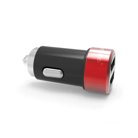 Incarcator Auto Type-C Lemontti 3.1A Dual USB Negru-Rosu (cablu detasabil)
