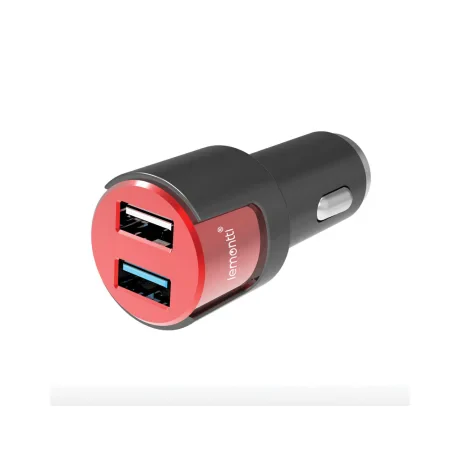 Incarcator Auto Type-C Lemontti Qualcomm 3.0 Dual USB Negru-Rosu 3.1A (cablu detasabil)