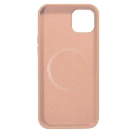 Lemontti Husa Liquid Silicon MagCharge iPhone 14 Coral (protectie 360°, material fin, captusit cu microfibra)