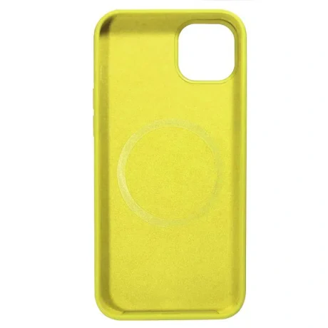 Lemontti Husa Liquid Silicon MagCharge iPhone 14 Galben (protectie 360°, material fin, captusit cu microfibra)