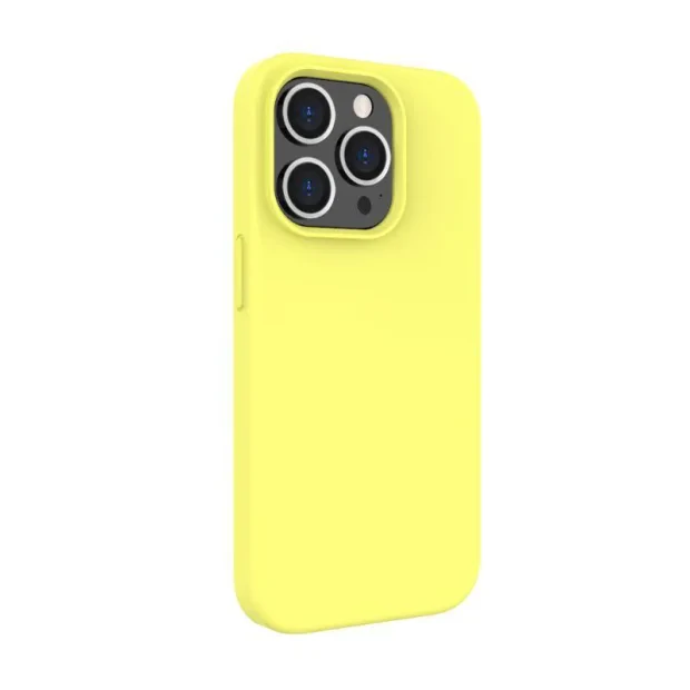 Lemontti Husa Liquid Silicon MagCharge iPhone 14 Pro Galben (protectie 360°, material fin, captusit cu microfibra)
