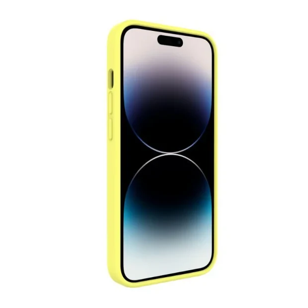 Lemontti Husa Liquid Silicon MagCharge iPhone 14 Pro Galben (protectie 360°, material fin, captusit cu microfibra)