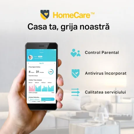 MESH TP-LINK wireless, router AC2200, pt interior, 2200 Mbps, port LAN si WAN Gigabit, 2.4 GHz | 5 GHz, antena interna x 8, standard 802.11ac, "Deco M9 Plus(1-pack)"