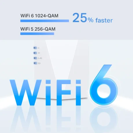 RANGE EXTENDER TP-LINK wireless  AX1800, 1800Mbps, 1 port Gigabit,  2 antene interne, 2.4 / 5Ghz dual band, Wi-Fi 6, &quot;RE600X&quot;