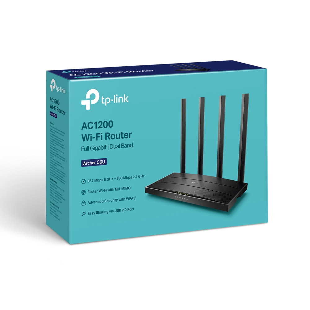 ROUTER TP-LINK wireless 1200Mbps, 4 porturi 10/100/1000Mbps,1 x WAN Gigabit, 4 antene externe, Dual Band AC1200 "Archer C6U" thumb