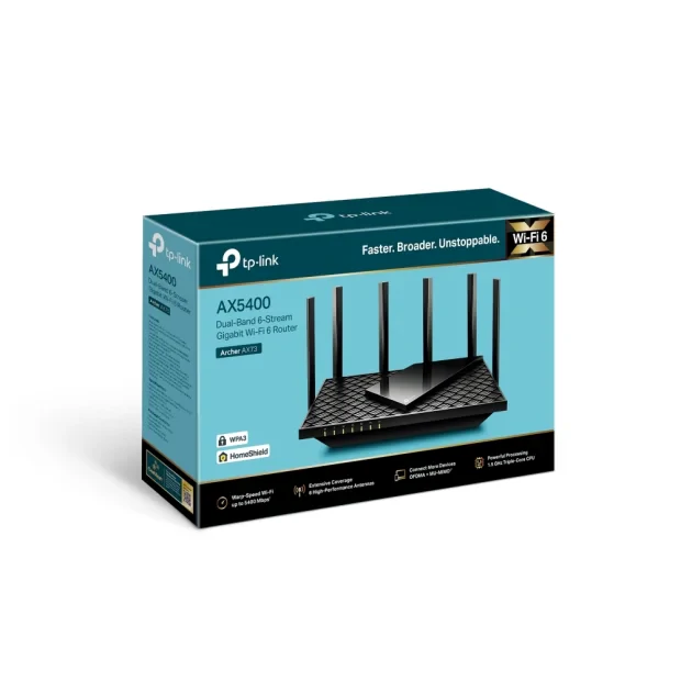 ROUTER TP-LINK wireless 5400Mbps,1 x WAN Gigabit, 4 porturi Gigabit, 1 x USB 3.0, 2.4 Ghz/5 Ghz dual band, 6 antene externe, WI-FI 6 &quot;Archer AX73&quot;