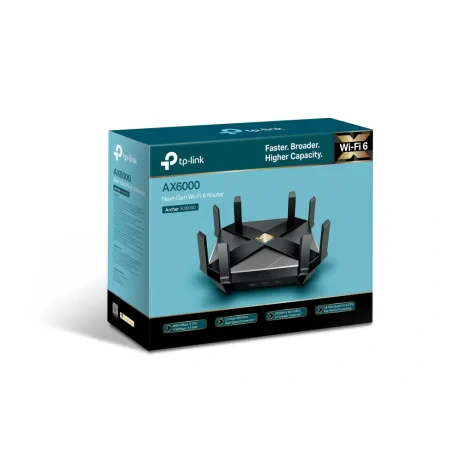 ROUTER TP-LINK wireless 6000Mbps,1 x WAN Gigabit, 8 porturi Gigabit, 2.4 Ghz/5 Ghz dual band, 8 antene externe, WI-FI 6 "Archer AX6000"