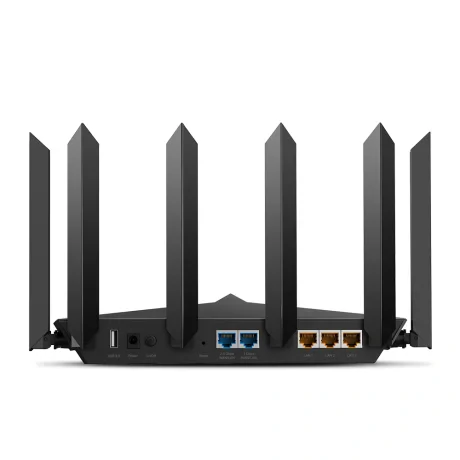 ROUTER TP-LINK wireless 6600Mbps,1 x 2.5 Gbps WAN/LAN, 1 x 1 Gbps WAN/LAN, 3 x Gigabit LAN si 2 x USB, 2.4 Ghz/5 Ghz dual band, 8 antene externe, WI-FI 6 &quot;Archer AX90&quot;