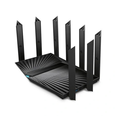 ROUTER TP-LINK wireless 7800Mbps, 1× 2.5 Gbps WAN/LAN port + 1× 1 Gbps WAN/LAN port + 3× Gigabit LAN ports + 2× USB, 2.4 Ghz/5 Ghz dual band, 8 antene externe, WI-FI 6 &quot;Archer AX95&quot;
