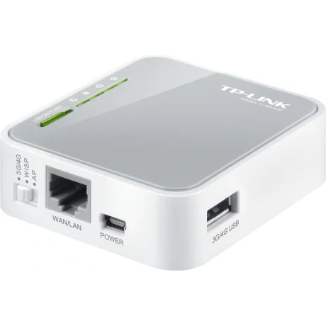 ROUTER TP-LINK wireless. portabil, 3G 150Mbps, 1 port WAN/LAN, compatibil UMTS/HSPA/EVDO, 3G USB modem, 2.4GHz, 802.11n/g/b, TL-MR3020