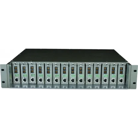 SASIU RACKABIL TP-LINK 14-sloturi media convertor fara management, rack 19-inch, suport sursa de alimentare redundanta, o sursa AC inclusa &quot;TL-MC1400&quot;