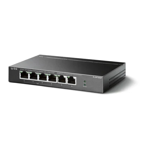 SWITCH PoE TP-LINK  6 porturi 10/100Mbps (4 PoE+), IEEE 802.3af/at, carcasa metalica &quot;TL-SF1006P&quot;