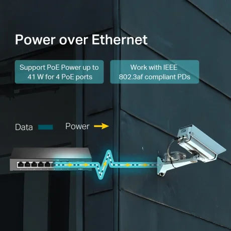 SWITCH PoE TP-LINK  8 porturi 10/100Mbps (4 PoE), IEEE 802.3af, carcasa metalica "TL-SF1008LP"